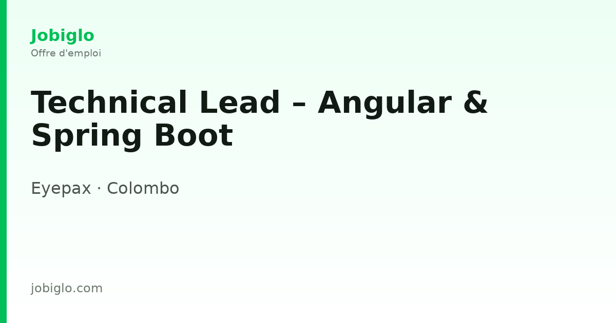 Technical Lead – Angular & Spring Boot - Colombo | Jobiglo
